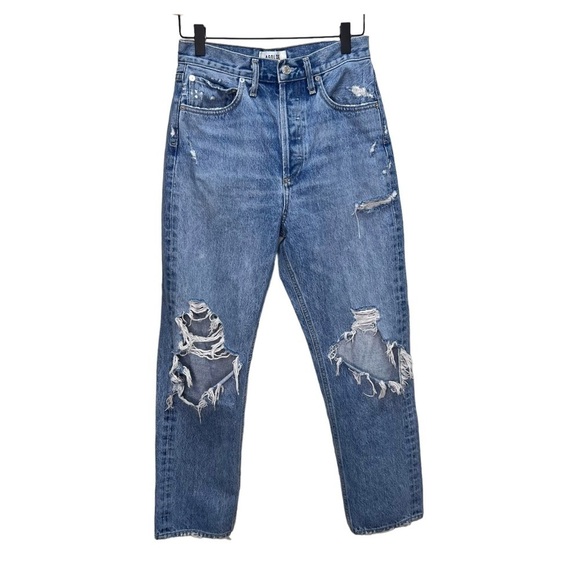 Agolde 90's Mid Rise Loose Fit Size 24 Distressed Baggy 100% Cotton Button Fly - Picture 4 of 16